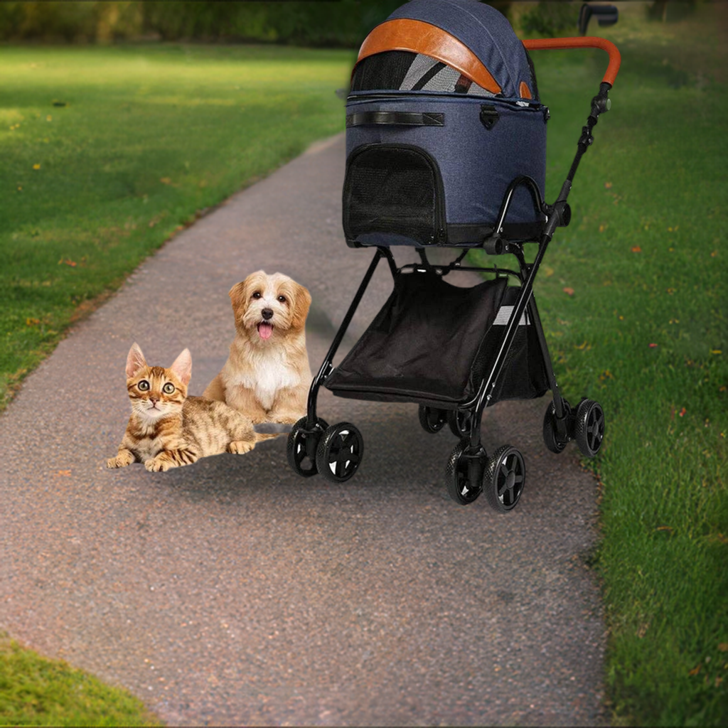 Luxury Folding Pet Stroller Detachable 2 in 1 Pet Carrier
