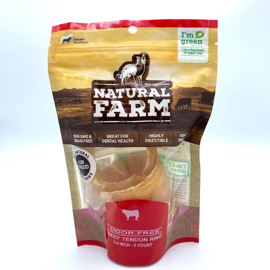 Natural Farm Beef Tendon Rings - 3 pack