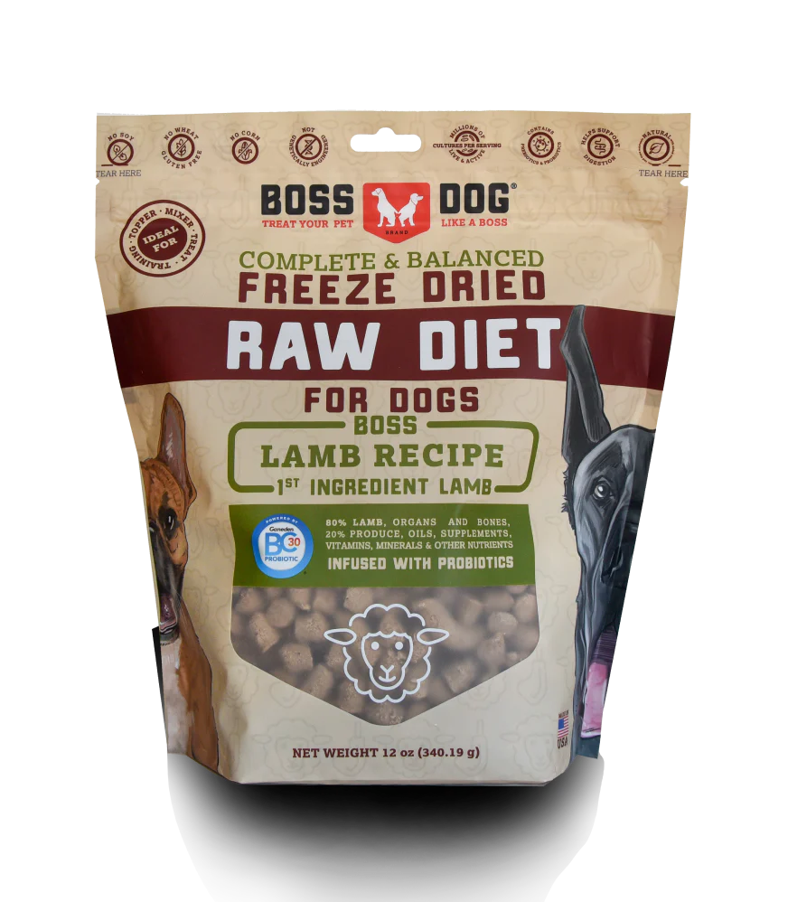 Boss Dog Freeze-Dried Lamb - High-Protein, Grain-Free Dog Treats with Natural Lamb for Healthy, Tasty Snacking