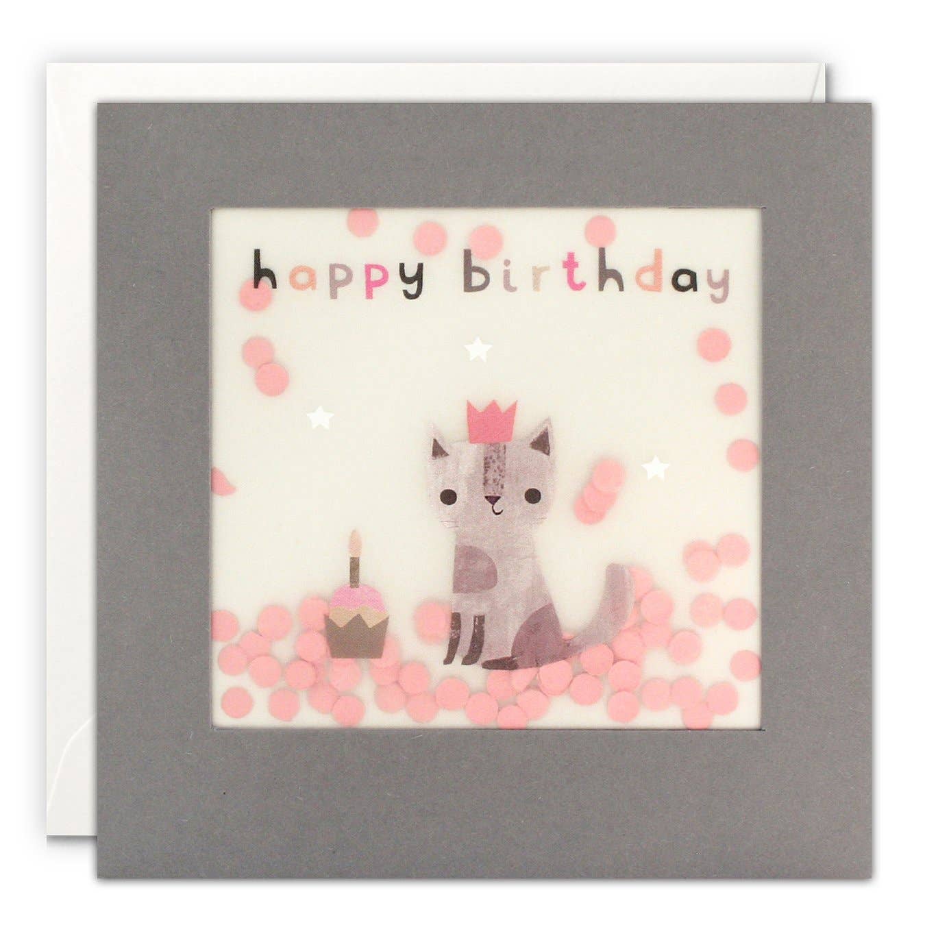 Happy Birthday Cat Grey Paper Shakies Card