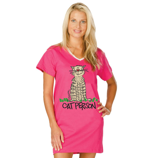 Cat Person ,Pink, Nightshirt in a Bag-L/XL