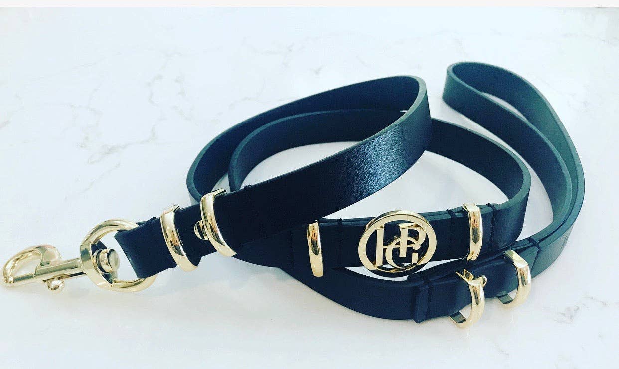 Leather Dog Lead - Midnight Black