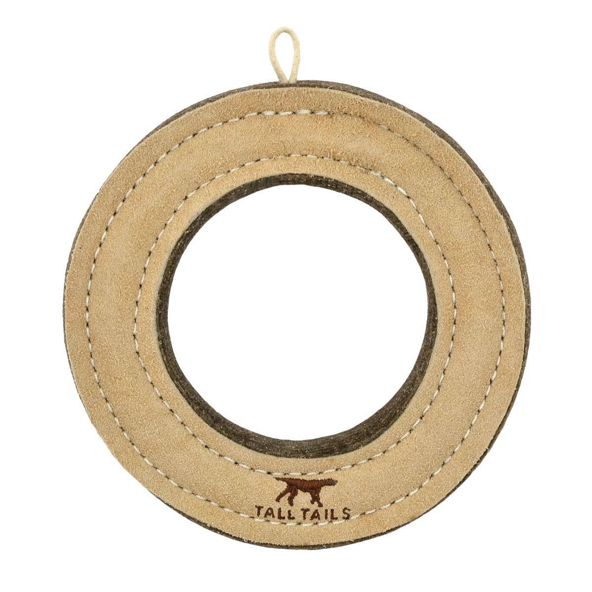 Tall Tails Natural Leather & Wool Ring Toy - 7"