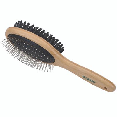 Safari Pin and Bristle Combo Dog Brush with Bamboo Handle