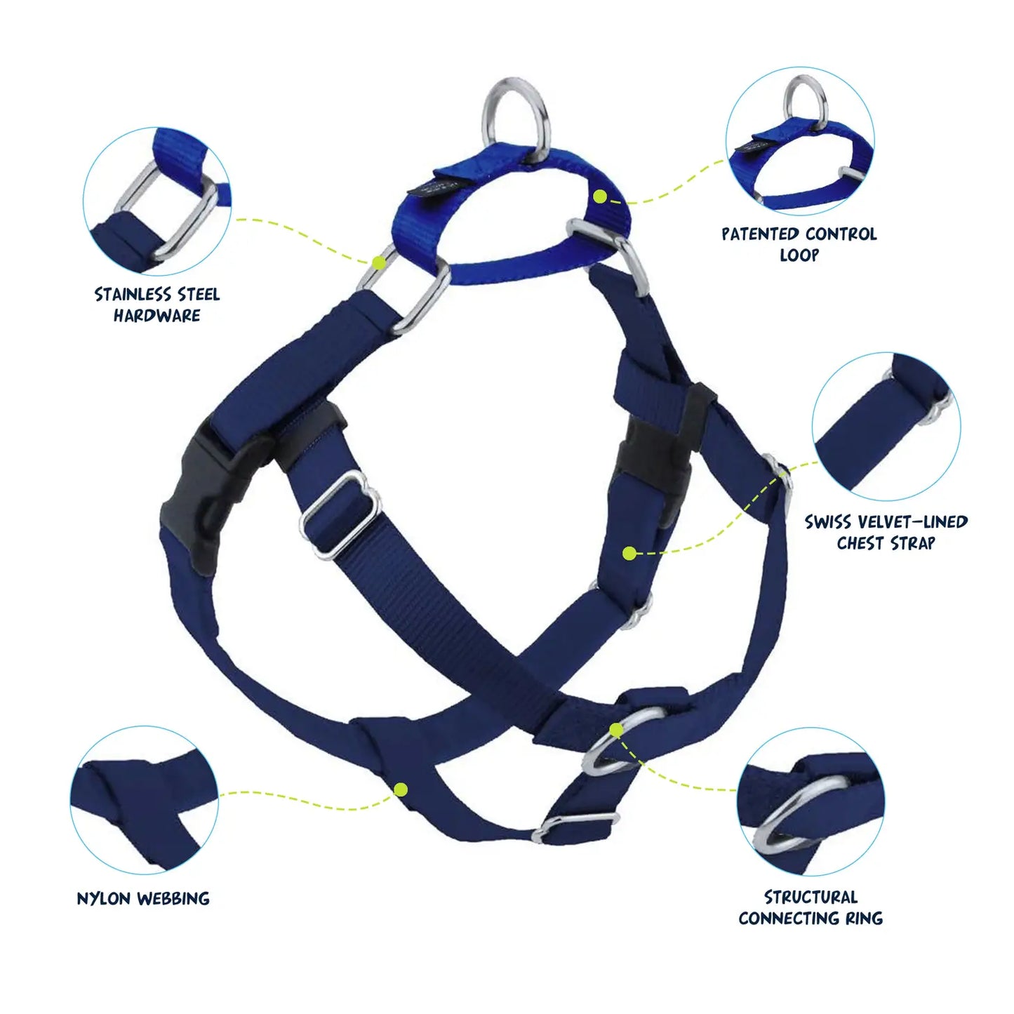 Navy Blue Freedom No-Pull Harness & Leash