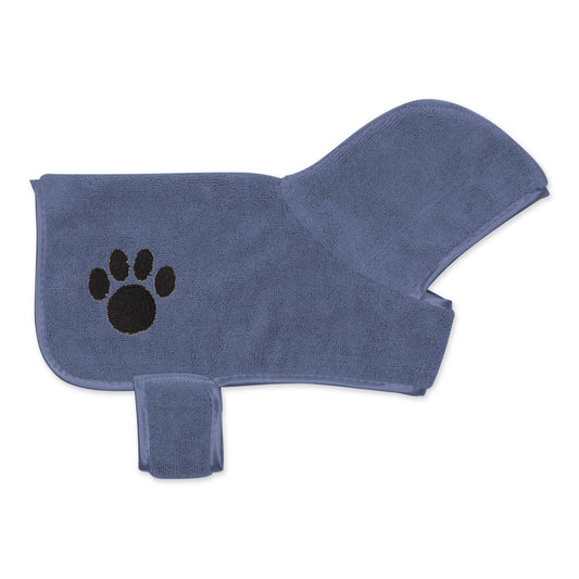 Stonewash Blue Embroidered Paw X-Small Pet Robe