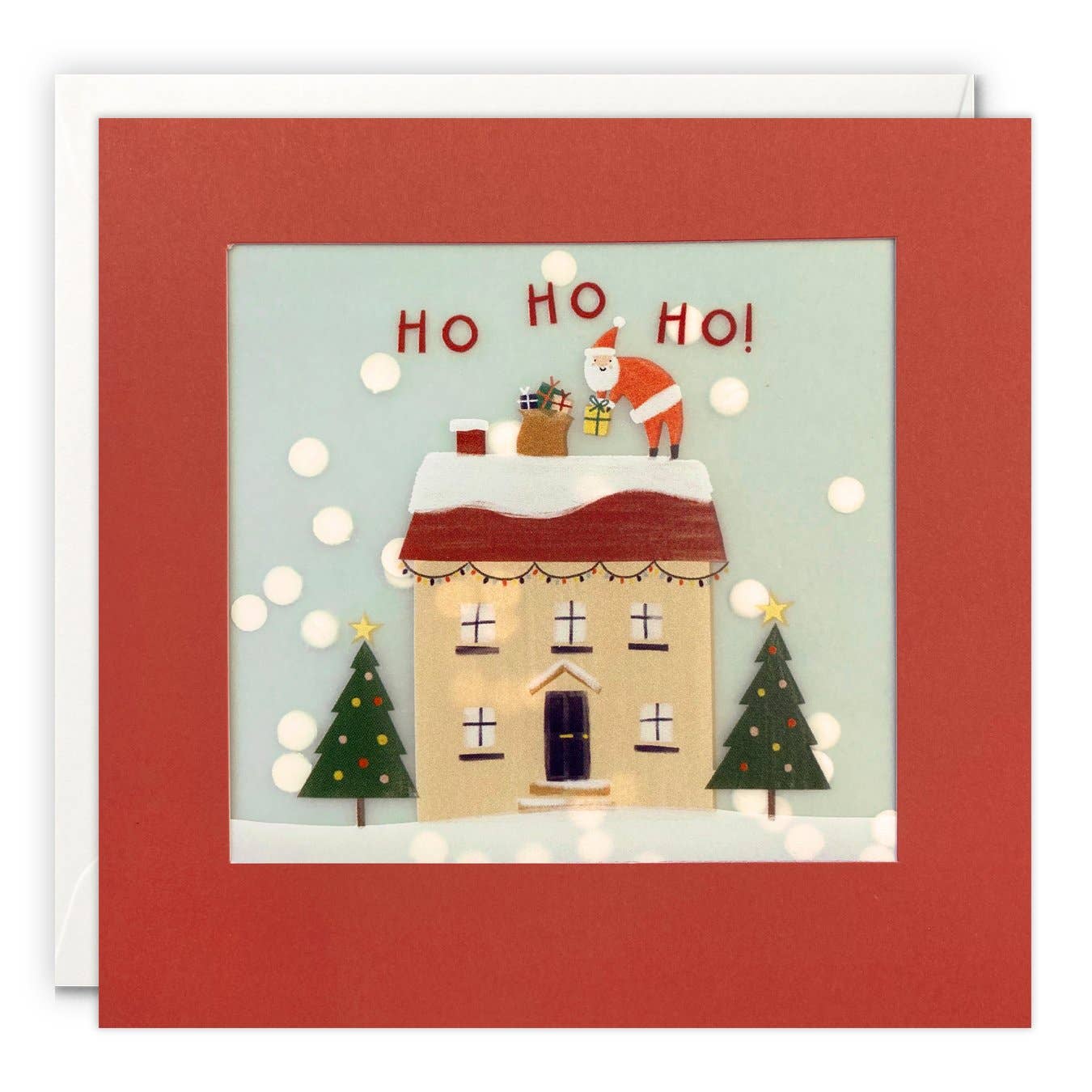 Santa on Roof Christmas Paper Shakies Card