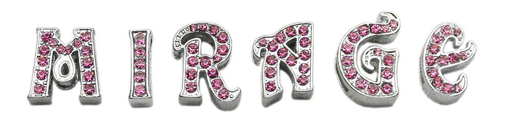 Letter Z Pink Fancy Script Sliding Charms - 10mm