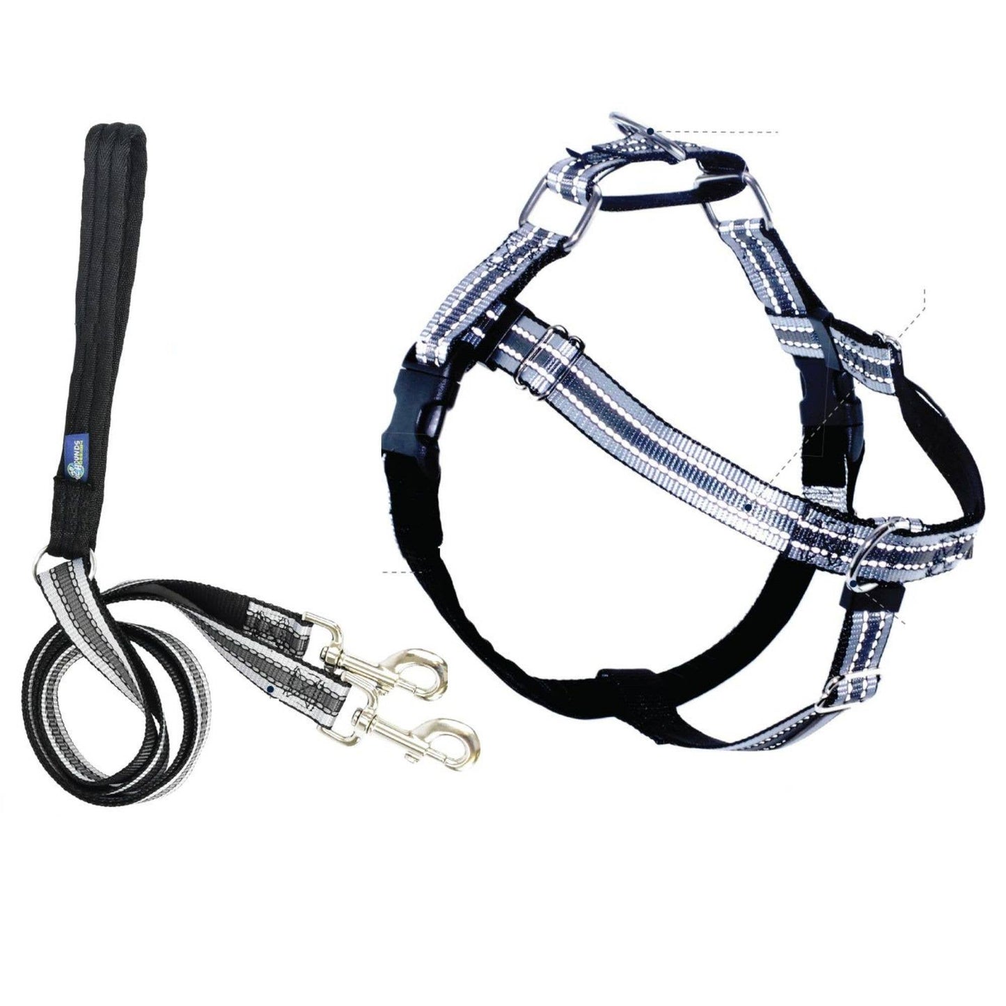 Reflective Black Freedom No-Pull Dog Harness with Leash