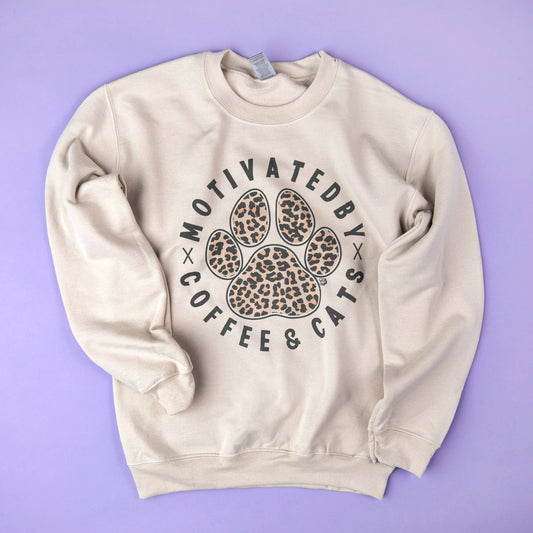 Motivated by Coffee & CATS (Leopard) Sweatshirt