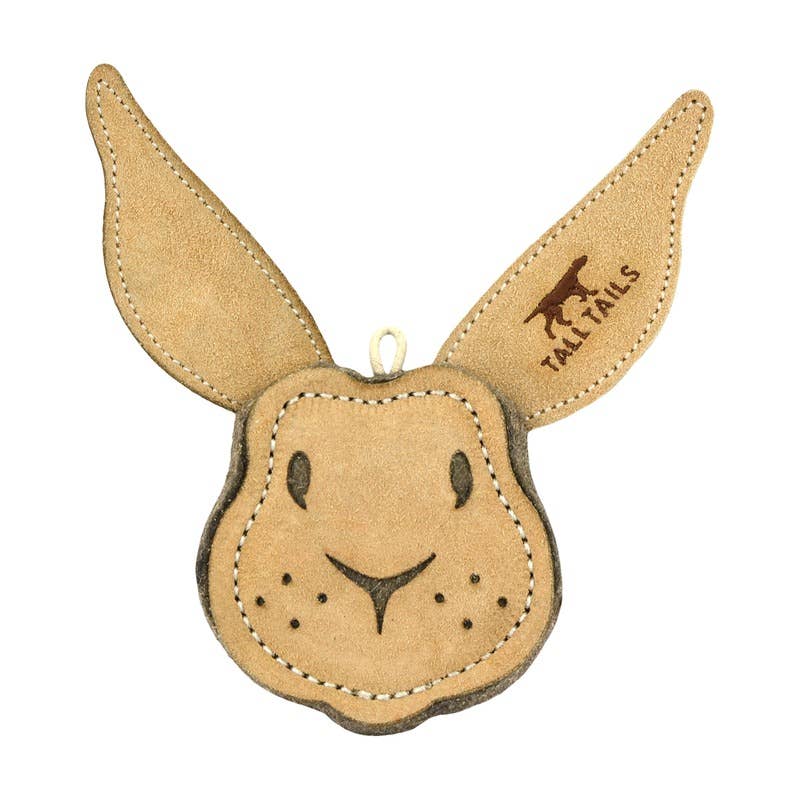 Tall Tails Natural Leather & Wool Rabbit Toy - 4"
