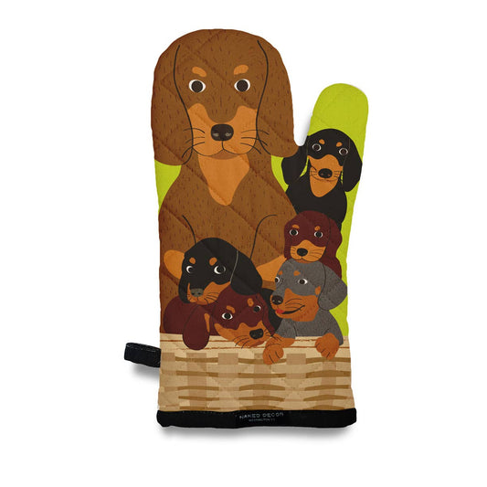 Dachshunds Doxies in the Basket Oven Mitt