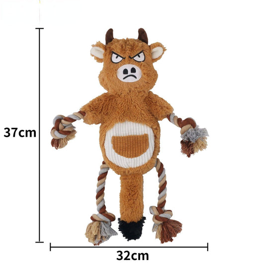 Dog Chew Toy with Treat Pocket: Brown Bull