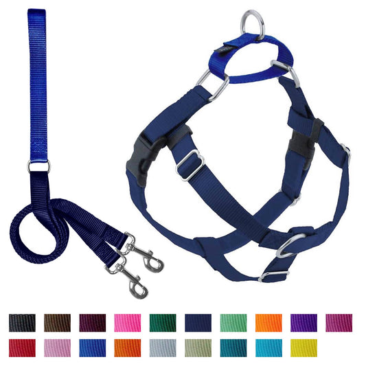 Navy Blue Freedom No-Pull Dog Harness with Leash