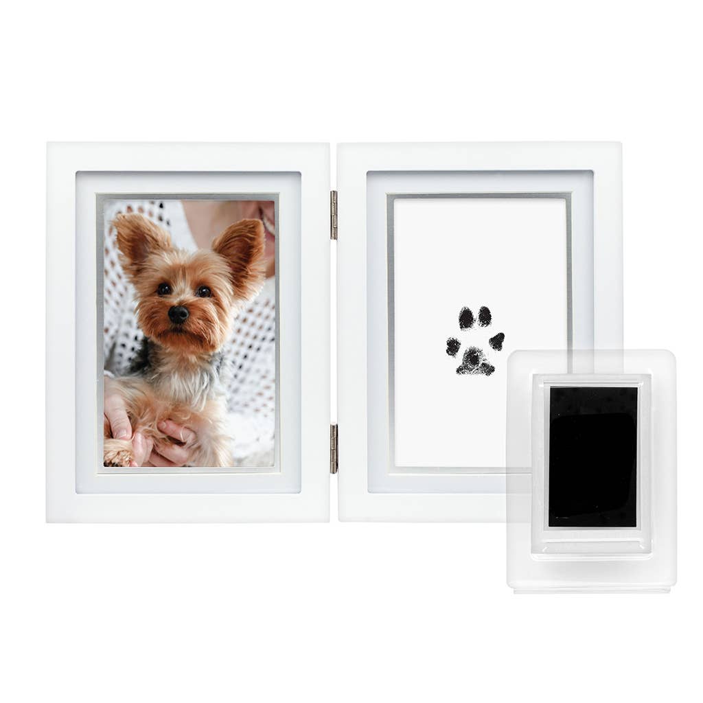 Pawprints Desk Frame with Clean-Touch Ink Kit, White