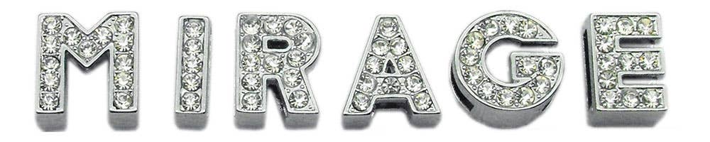 Letter W Clear Bling Sliding Charms - 10mm