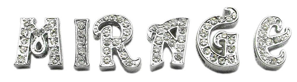 Letter K Clear Fancy Script Sliding Charms - 10mm