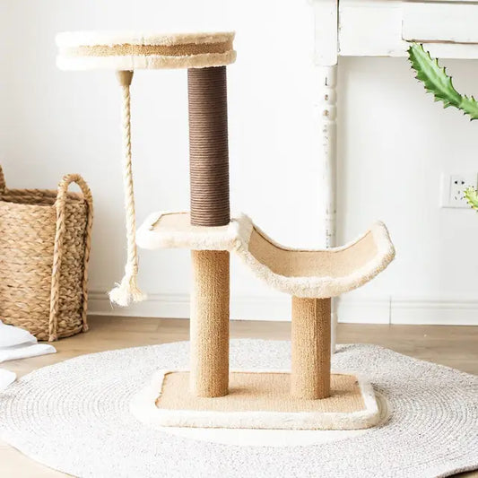 Petpals Cat Tree with Perch and Sisal Rope, Beige