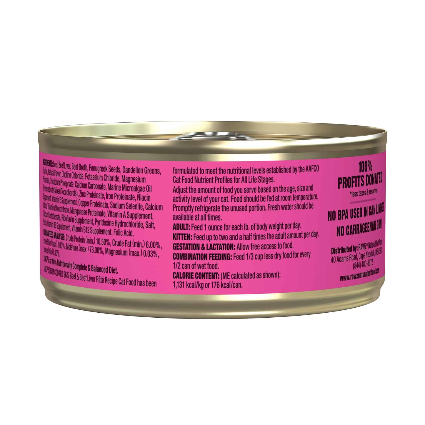 Rawz Beef & Beef Liver Pate Cat Cans