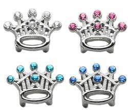 Turquoise Slider Crystal Crown Charm