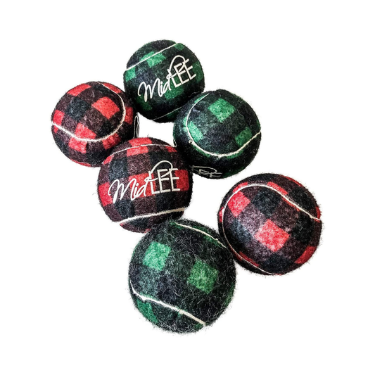 Midlee Dog Christmas Plaid Tennis Balls (Regular)