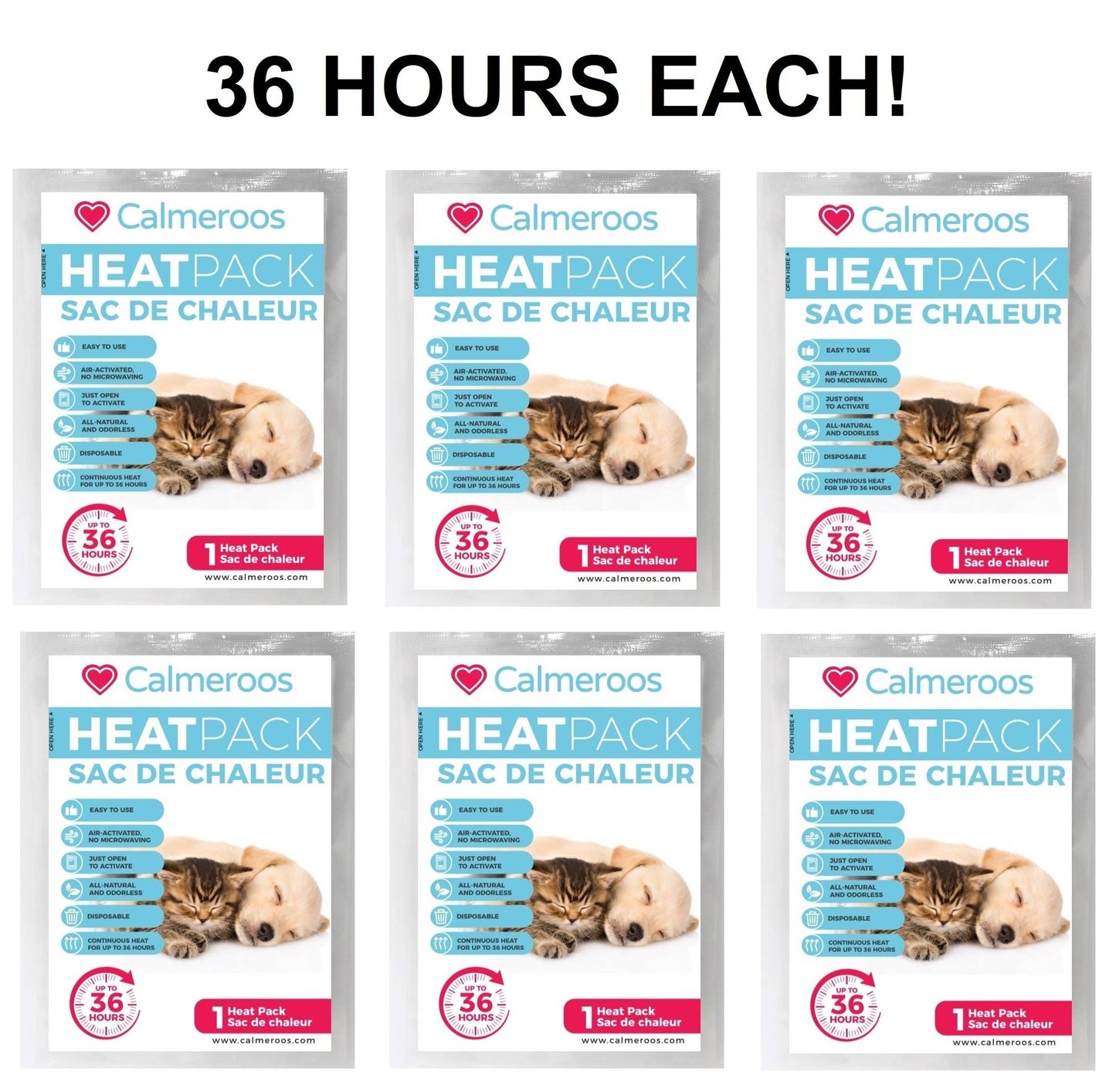 Calmeroos Replacement Disposable Heat Packs, 6-Pack