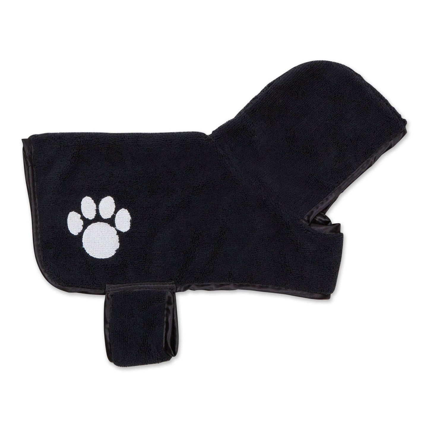 Black Embroidered Paw X-Small Pet Robe