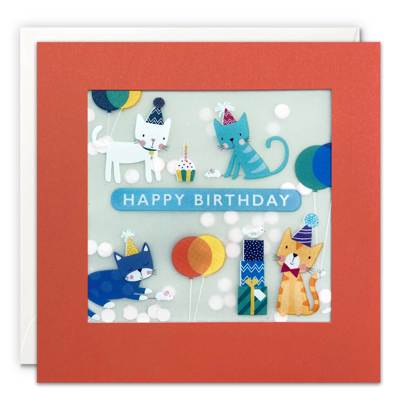 Cats and Balloons Paper Shakies Card