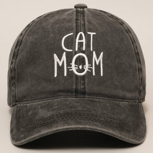 Black Cat Mom Denim Cotton Adjustable Hat